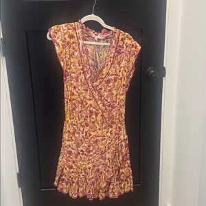 Poupette St Barth Estelle Wrap Mini Dress in Pink Floral